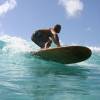 Arjen carving his wooden fanatic 9'0 @ Freights Barbados 07.02.05