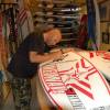 Arjen preparing da new 2006 Fanatic boards @ da shop