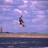 Slingshot teamrider Ruben  & the lighthouse... @ da Surf & Kite Event Brouwersdam 2002