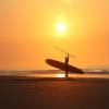 Arjen & his paddleboard in the sunset @ Renesse