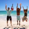 The musicians jumping high @ the Action Beach Silver Sands Barbados