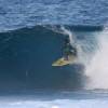 Mark Holder surfing out of the barrel @ the Soupbowl