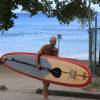 Arjen and his wooden 12'2 SUP board @ Bats Rock Barbados