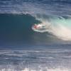 Bodyboarder going for the barrel @ the Soupbowl Barbados