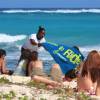 Sharice spreading the Fanatic towel @ the Barbados Watermen Festival 2008