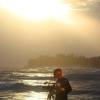 Filmer Nick Welch in the sunset @ Surfers Point Barbados